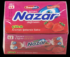 NAZAR Şekersiz Çilek Sakız 1,5gr x 100 Adet