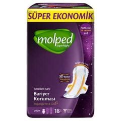 MOLPED Super Night Eko Hijyenik Ped 18 Adet Uzun