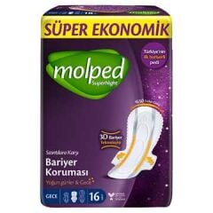 MOLPED Super Night Eko Hijyenik Ped 16 Adet Gece