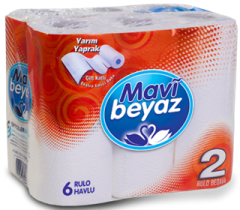 MAVİ BEYAZ Havlu 6 Rulo