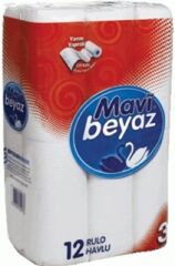 MAVİ BEYAZ Havlu 12 Rulo